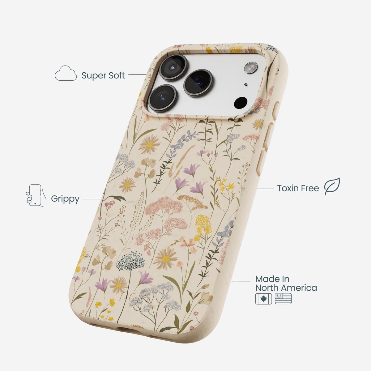 Seashell Dusty Petals iPhone 17 Pro Case