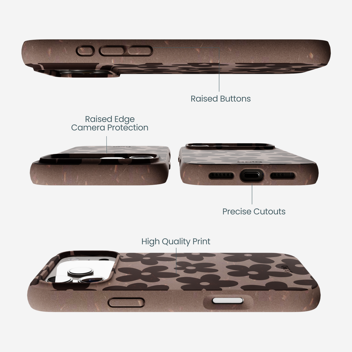 Chocolate Brown Earthy Blooms iPhone 17 Pro Max Case