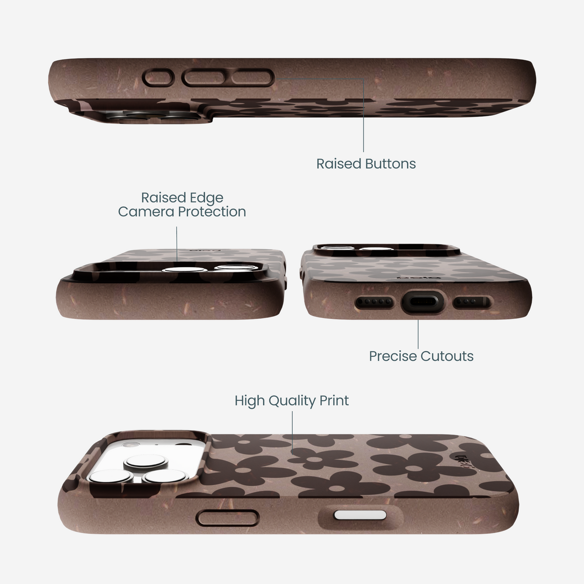 Chocolate Brown Earthy Blooms iPhone 17 Pro Case