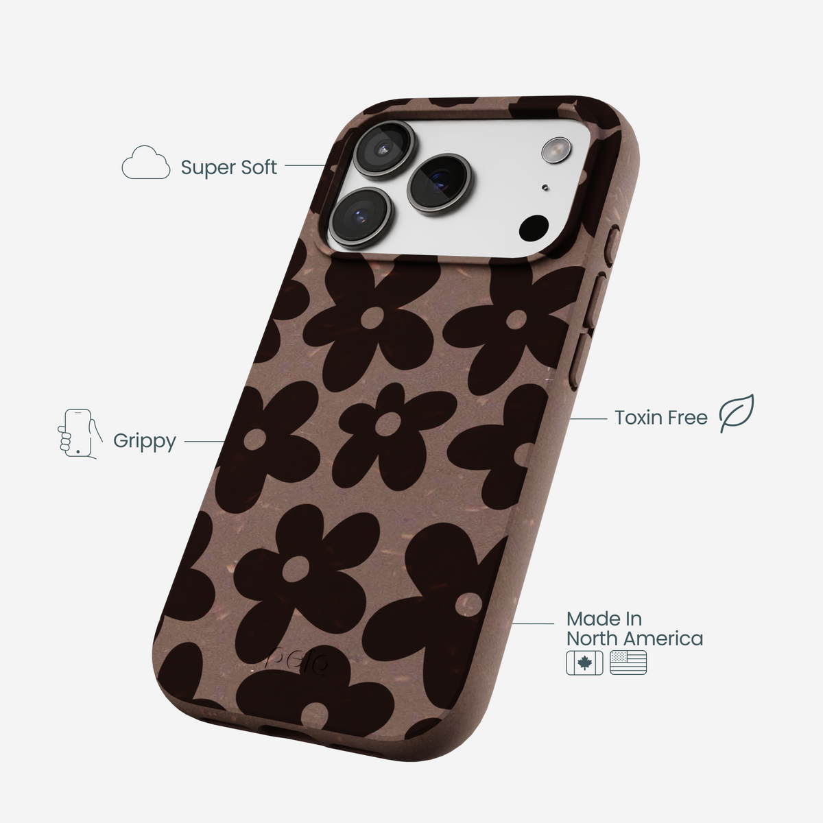 Chocolate Brown Earthy Blooms iPhone 17 Pro Case