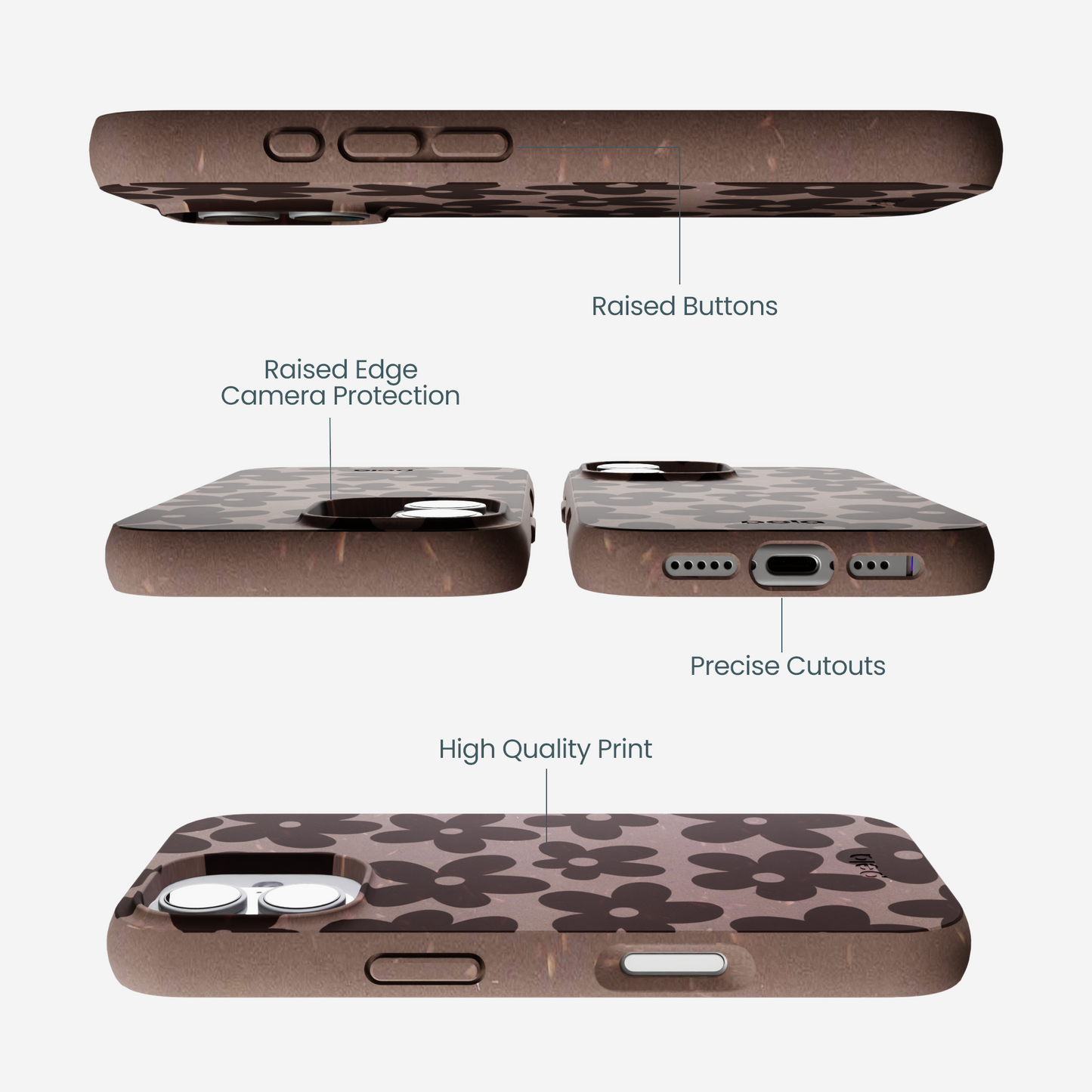 Chocolate Brown Earthy Blooms iPhone 17 Case