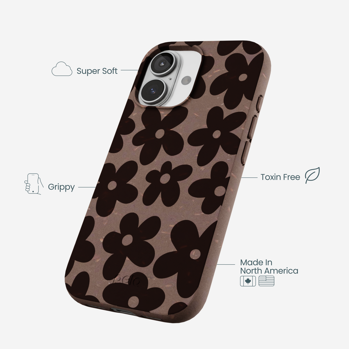 Chocolate Brown Earthy Blooms iPhone 17 Case