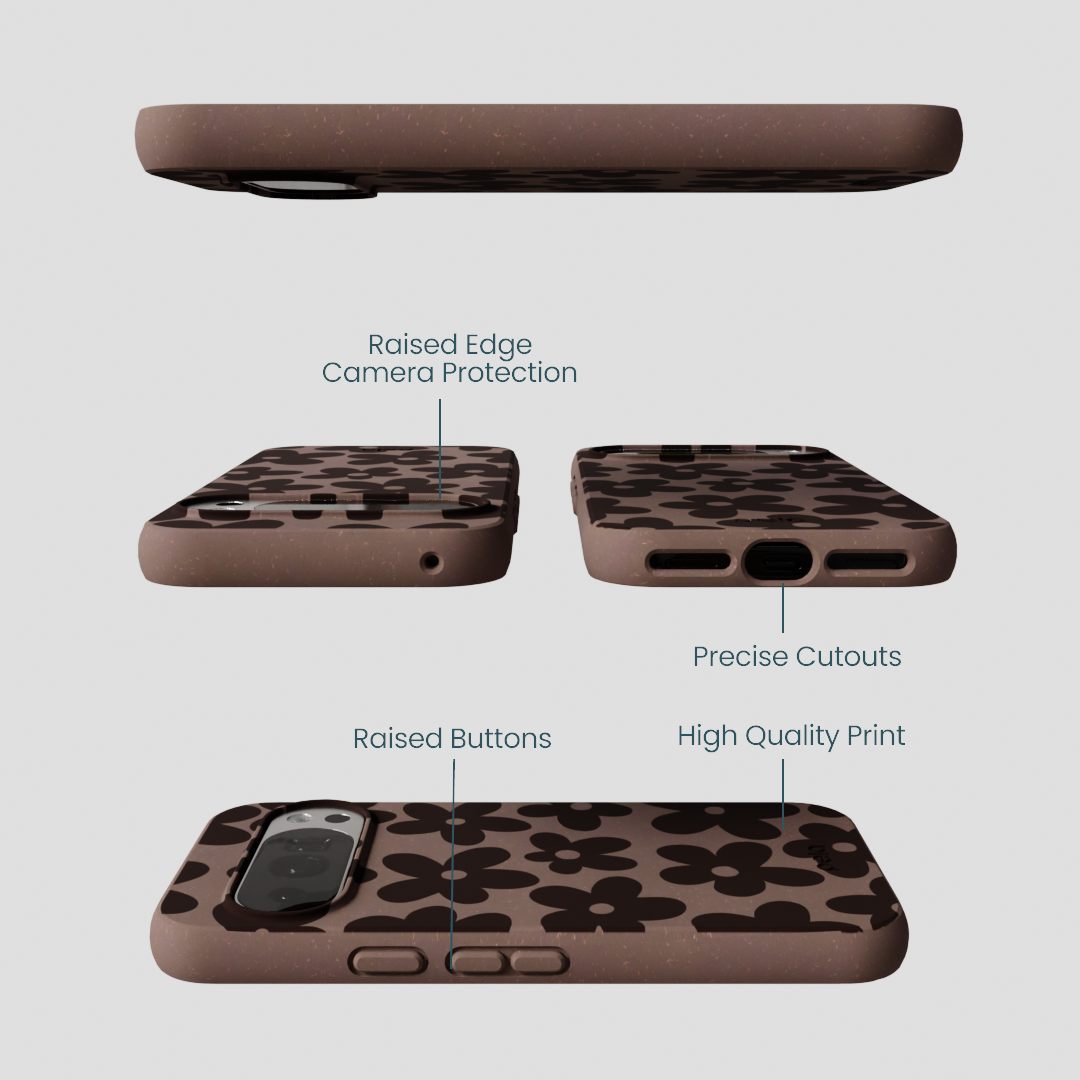 Chocolate Brown Earthy Blooms Google Pixel 10/10 Pro Case