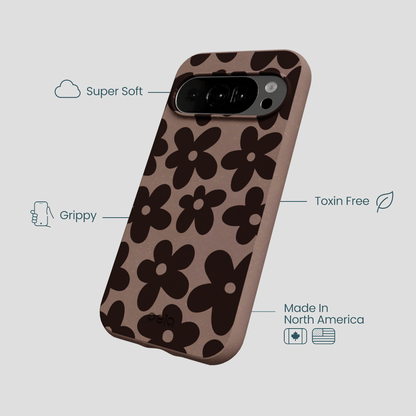 Chocolate Brown Earthy Blooms Google Pixel 10/10 Pro Case