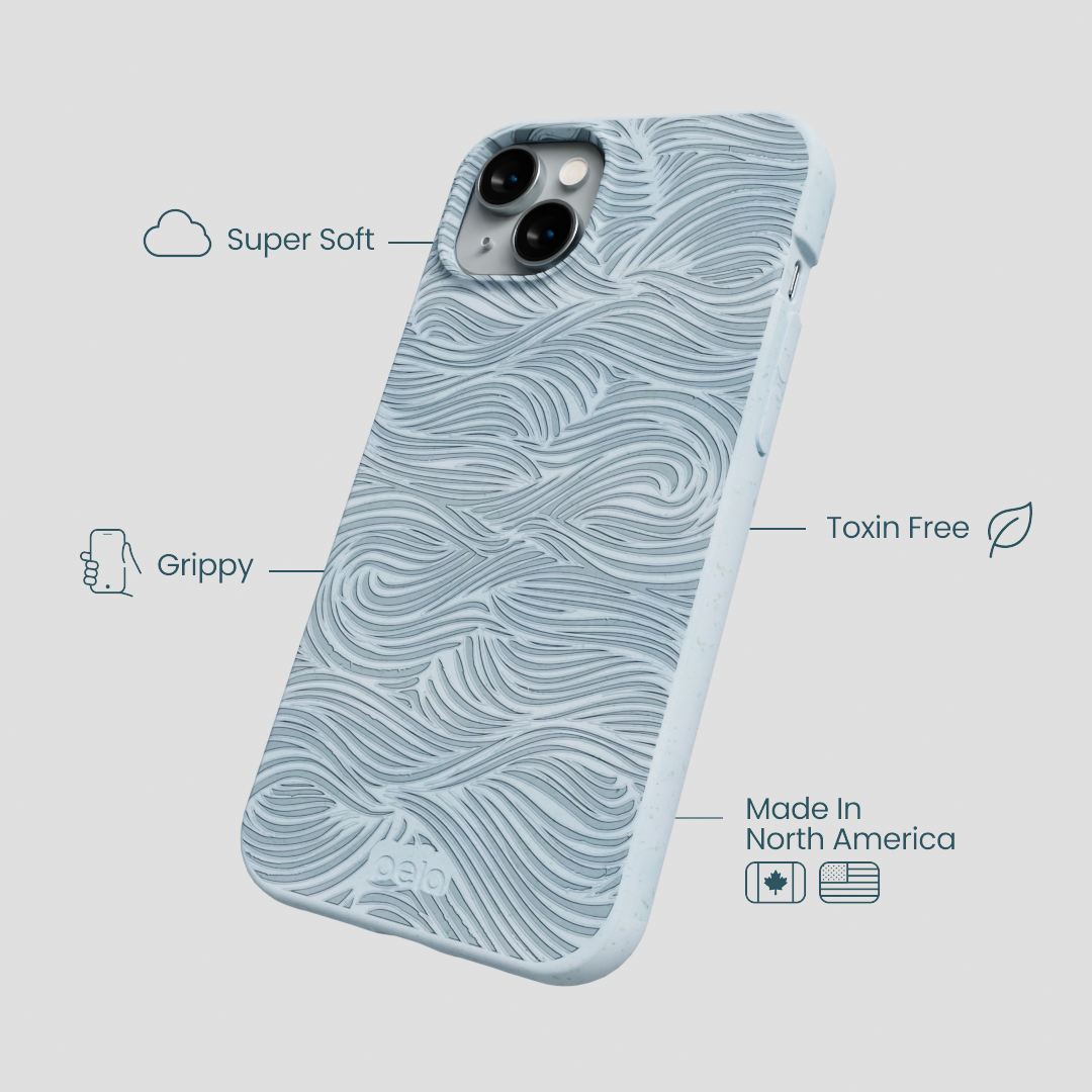 Powder Blue Ebb and Flow iPhone 14 Plus Case