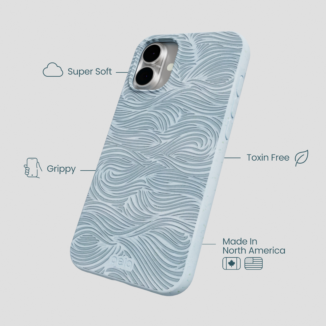 Powder Blue Ebb and Flow iPhone 16 Plus Case