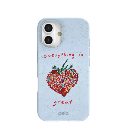Powder Blue Everything Is Great iPhone 16 Case