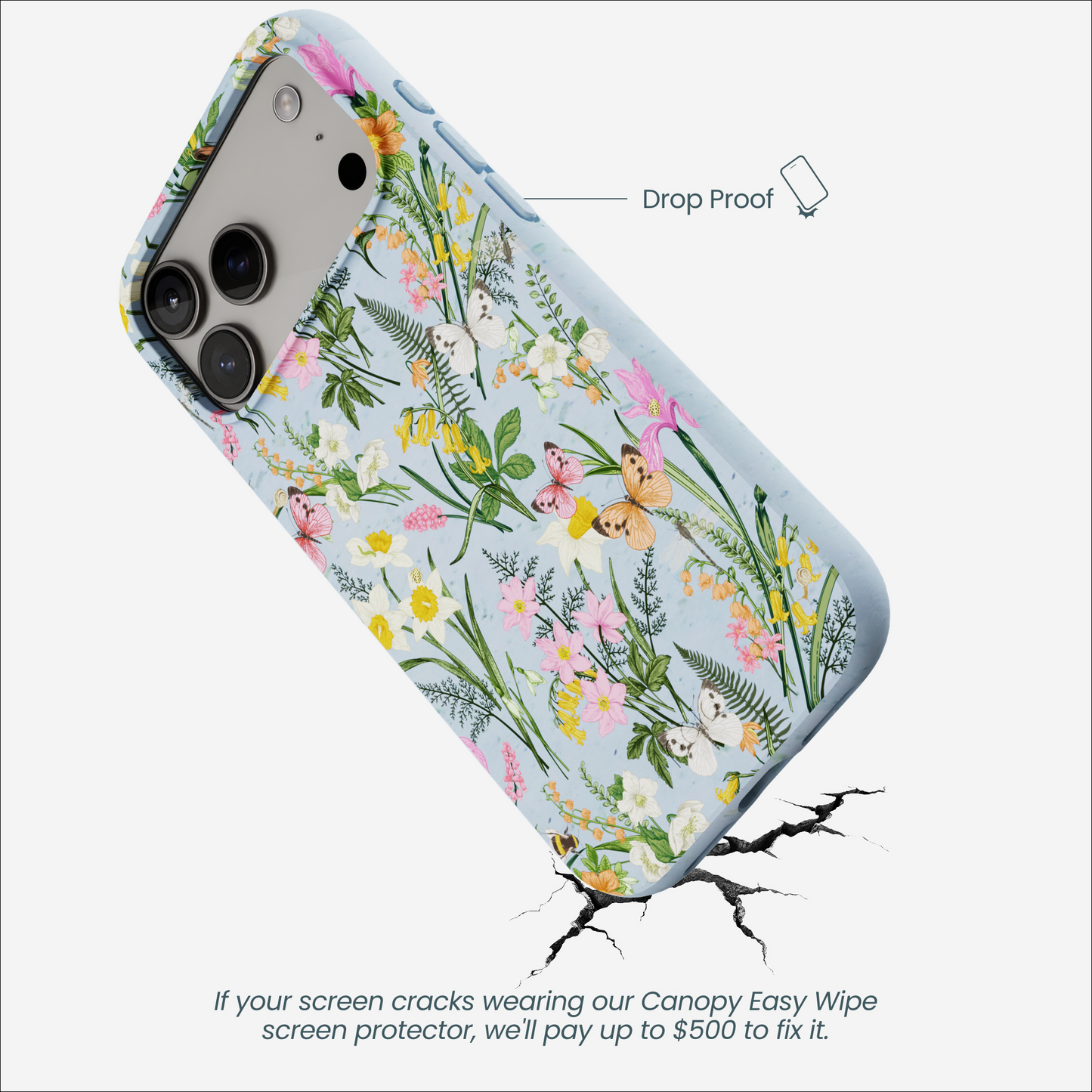 Powder Blue Fairy Wildflowers iPhone 17 Pro Max Case