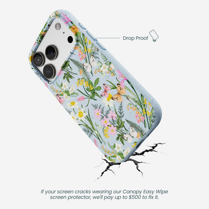 Powder Blue Fairy Wildflowers iPhone 17 Pro Case