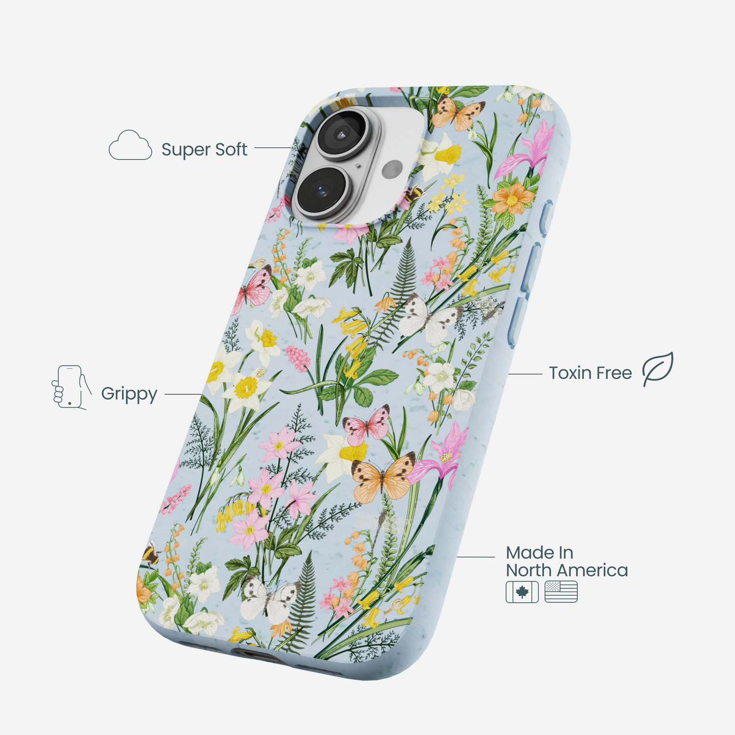 Powder Blue Fairy Wildflowers iPhone 17 Case