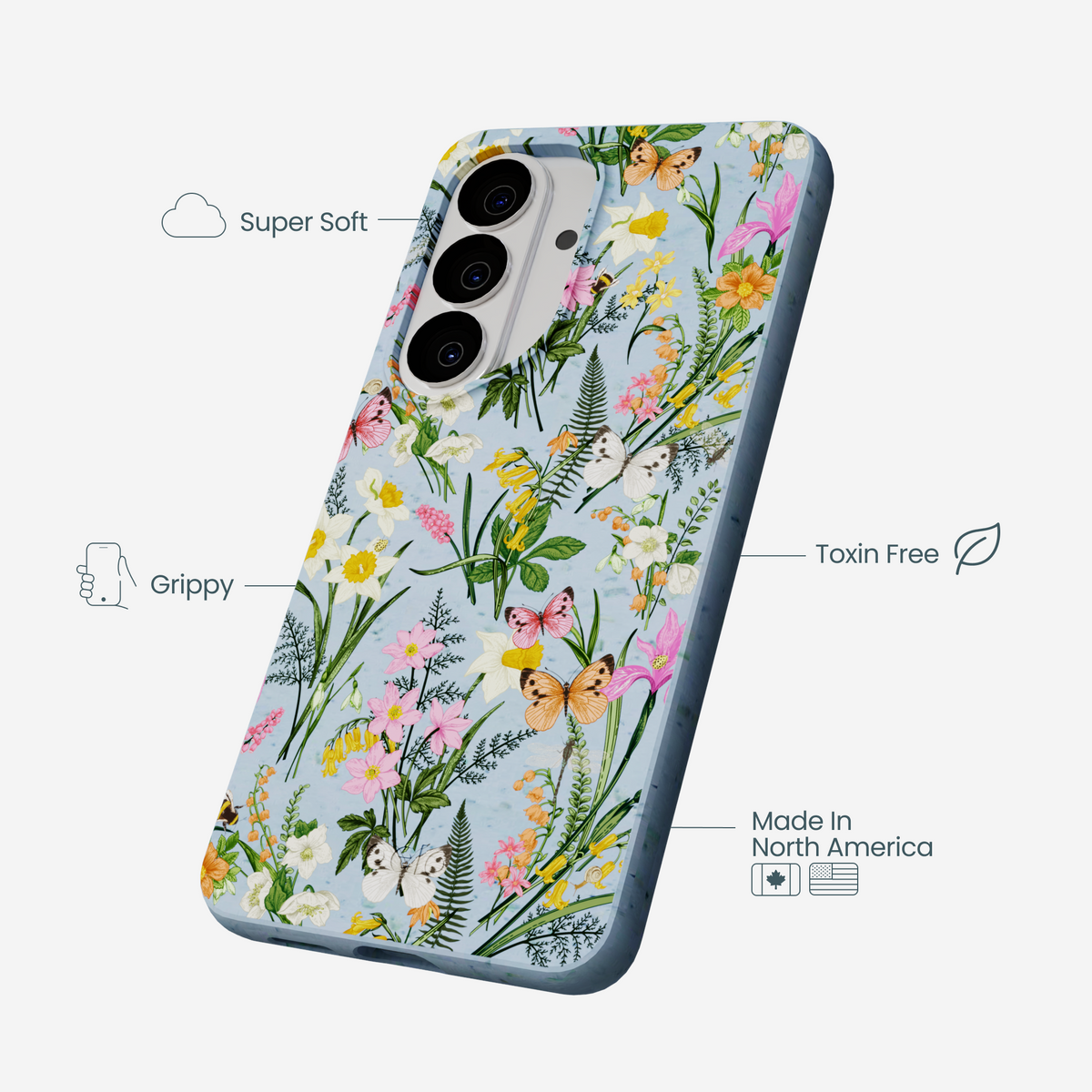 Powder Blue Fairy Wildflowers Samsung Galaxy S26 Case