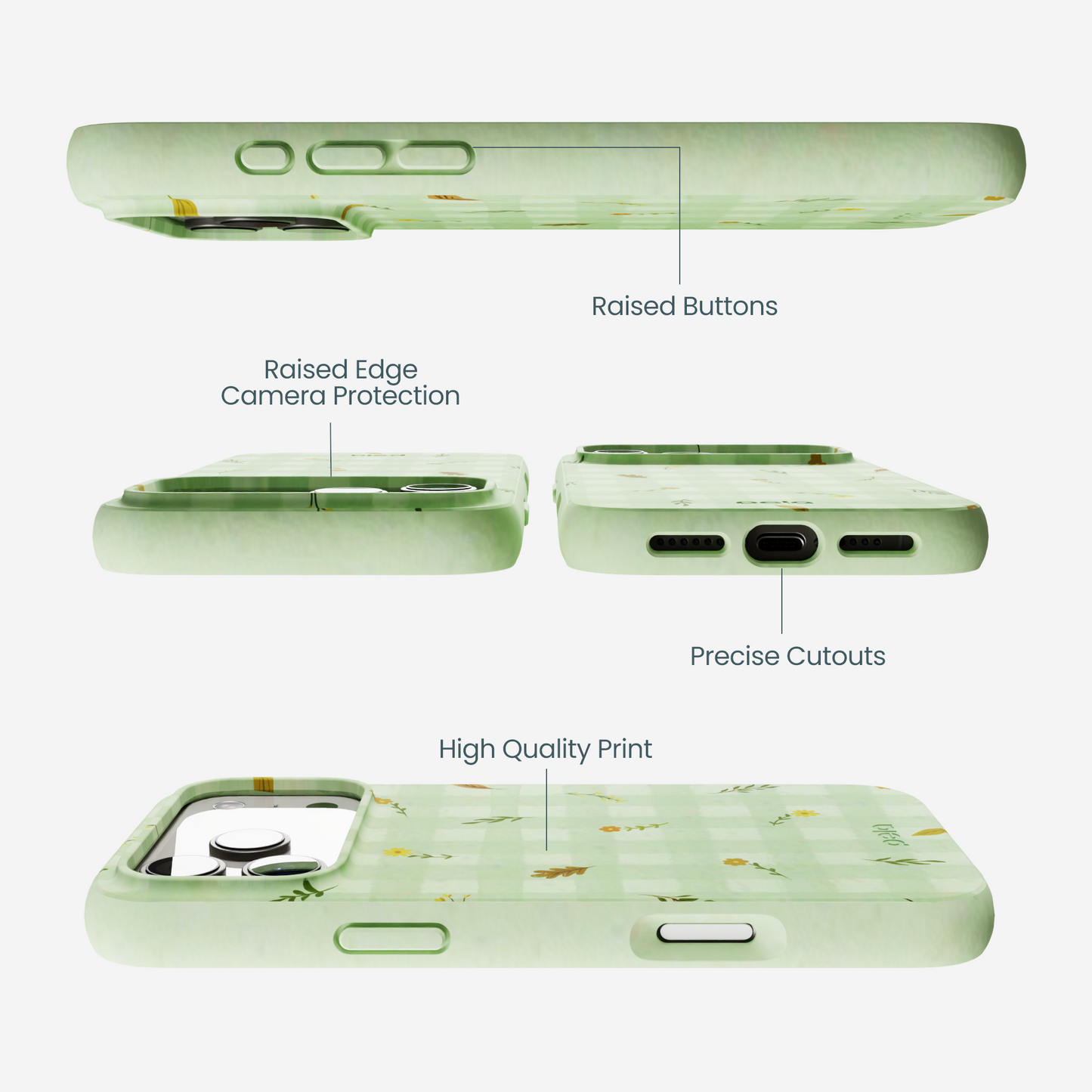 Sage Green Fall Gingham iPhone 17 Pro Max Case