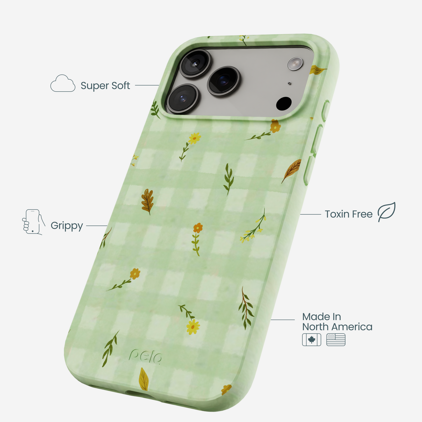 Sage Green Fall Gingham iPhone 17 Pro Max Case