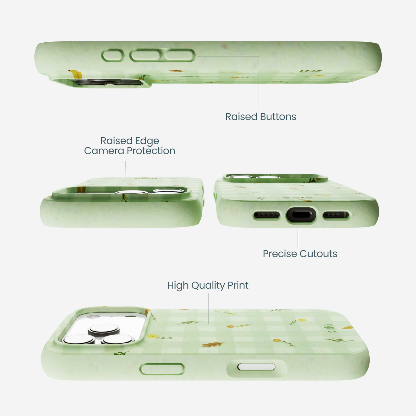 Sage Green Fall Gingham iPhone 17 Pro Case