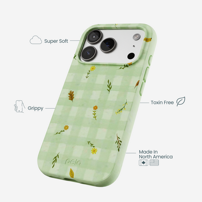 Sage Green Fall Gingham iPhone 17 Pro Case