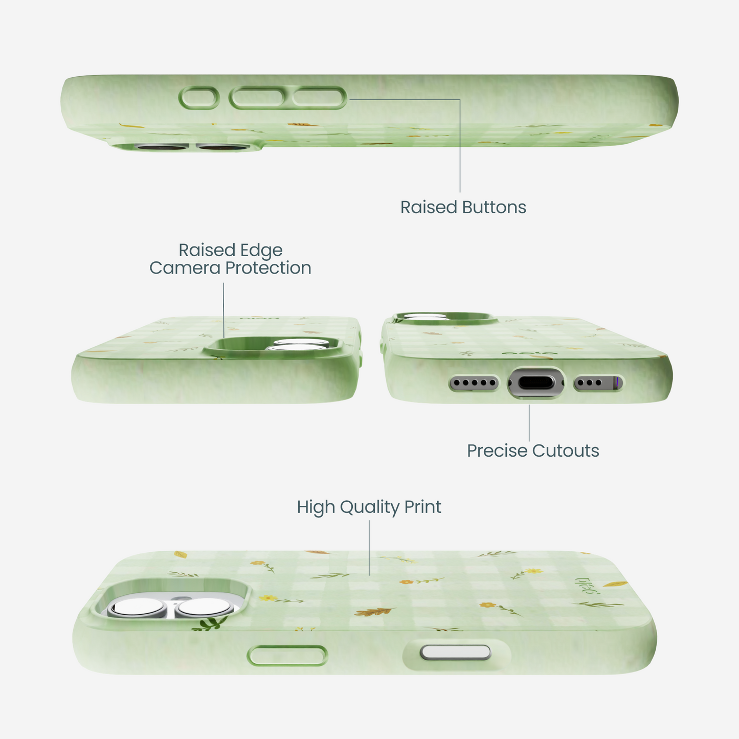 Sage Green Fall Gingham iPhone 17 Case