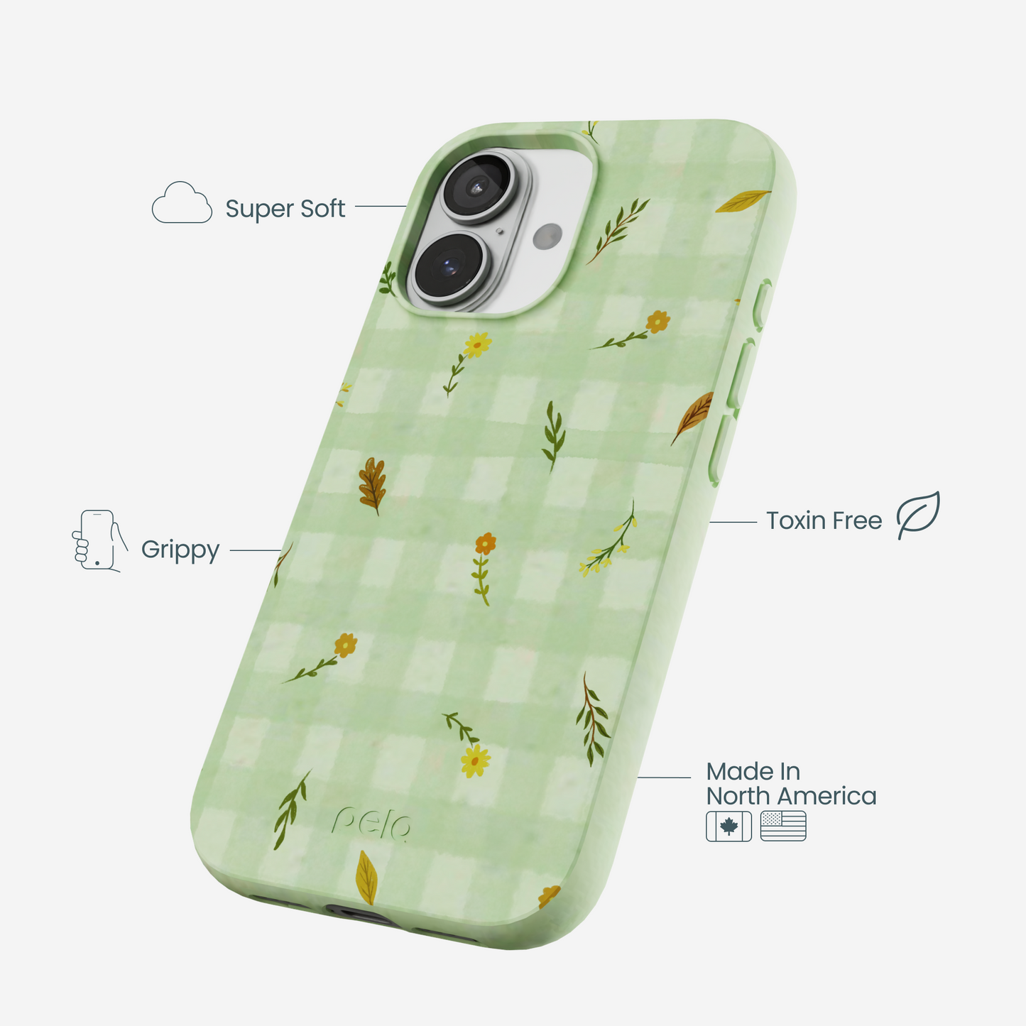 Sage Green Fall Gingham iPhone 17 Case
