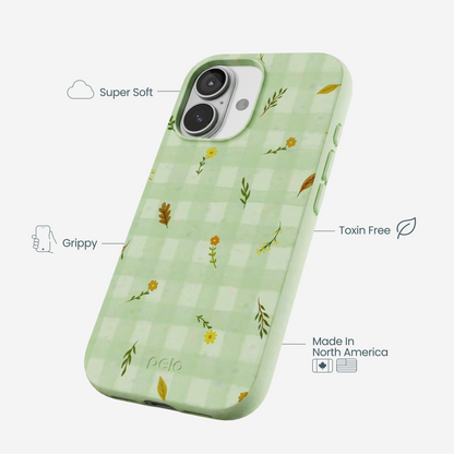Sage Green Fall Gingham iPhone 17 Case