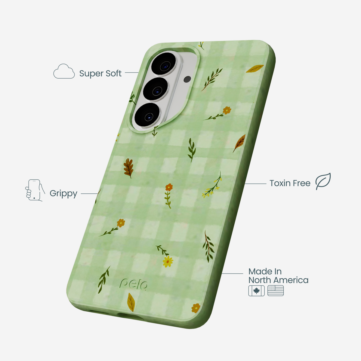 Sage Green Fall Gingham Samsung Galaxy S26 Case