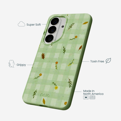 Sage Green Fall Gingham Samsung Galaxy S26 Case