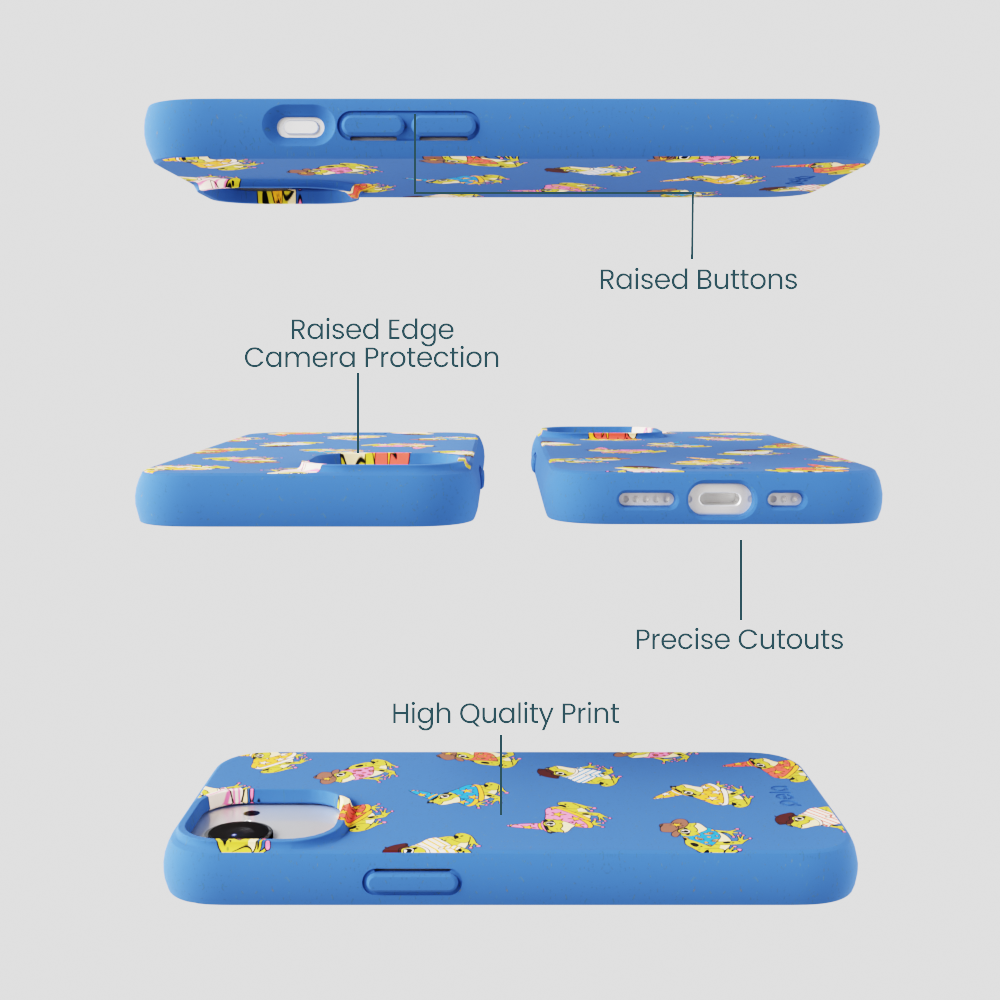 Electric Blue Fancy Frogs iPhone 16e/17e Case