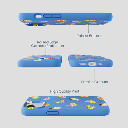 Electric Blue Fancy Frogs iPhone 16e/17e Case