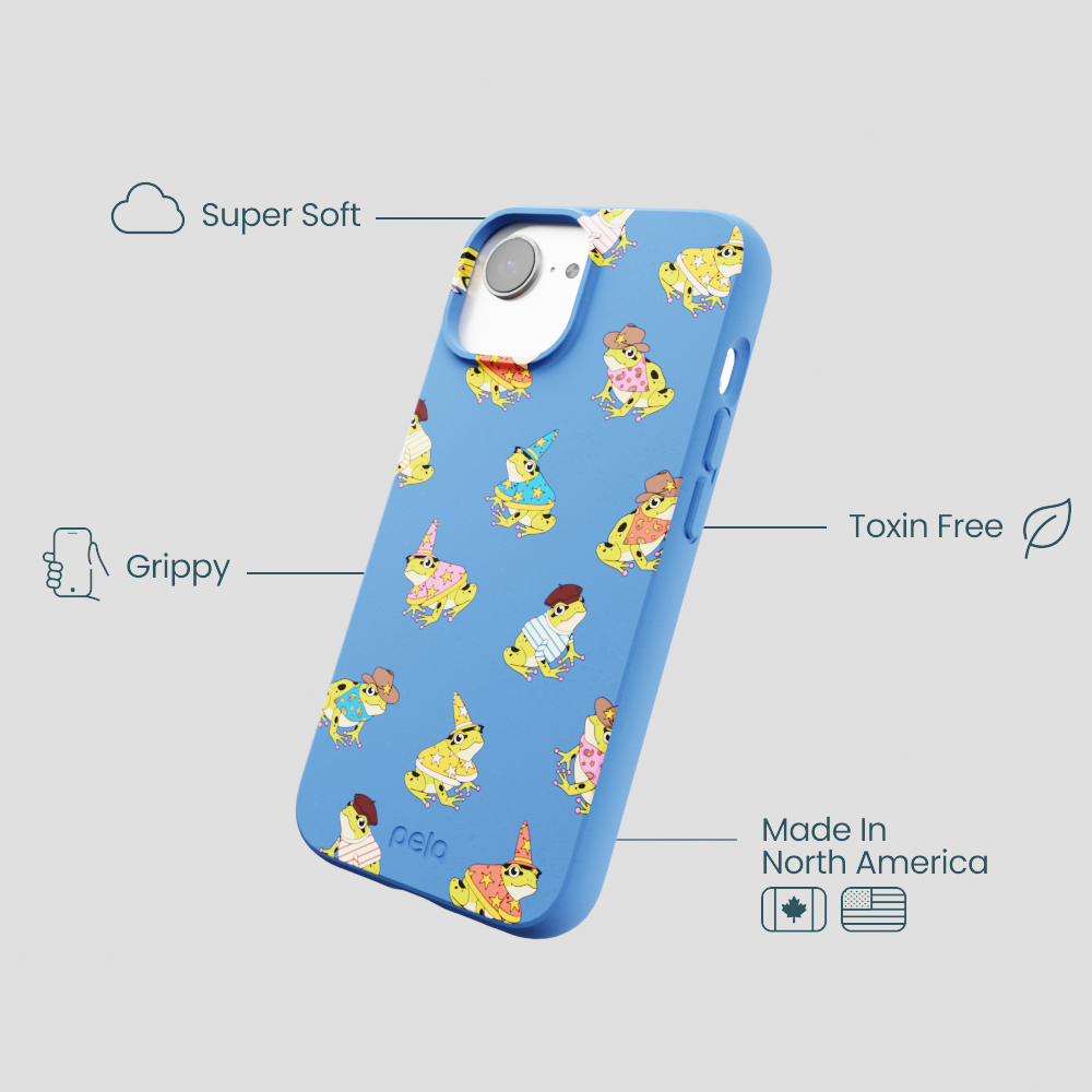 Electric Blue Fancy Frogs iPhone 16e/17e Case