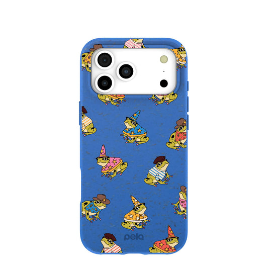 Electric Blue Fancy Frogs iPhone 17 Pro Max Case