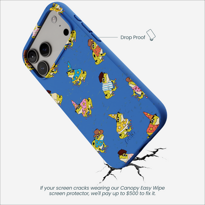 Electric Blue Fancy Frogs iPhone 17 Pro Max Case