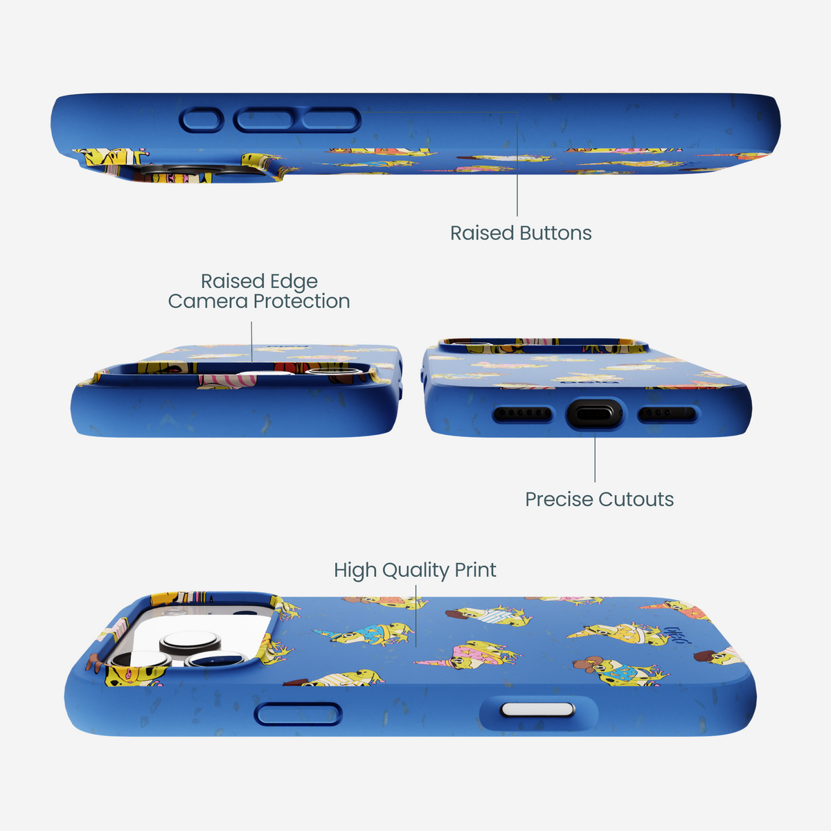Electric Blue Fancy Frogs iPhone 17 Pro Max Case