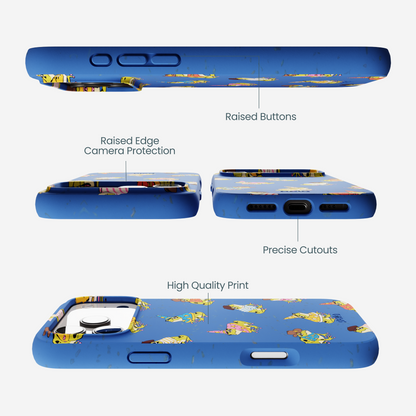 Electric Blue Fancy Frogs iPhone 17 Pro Max Case