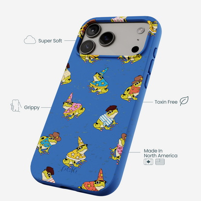 Electric Blue Fancy Frogs iPhone 17 Pro Max Case
