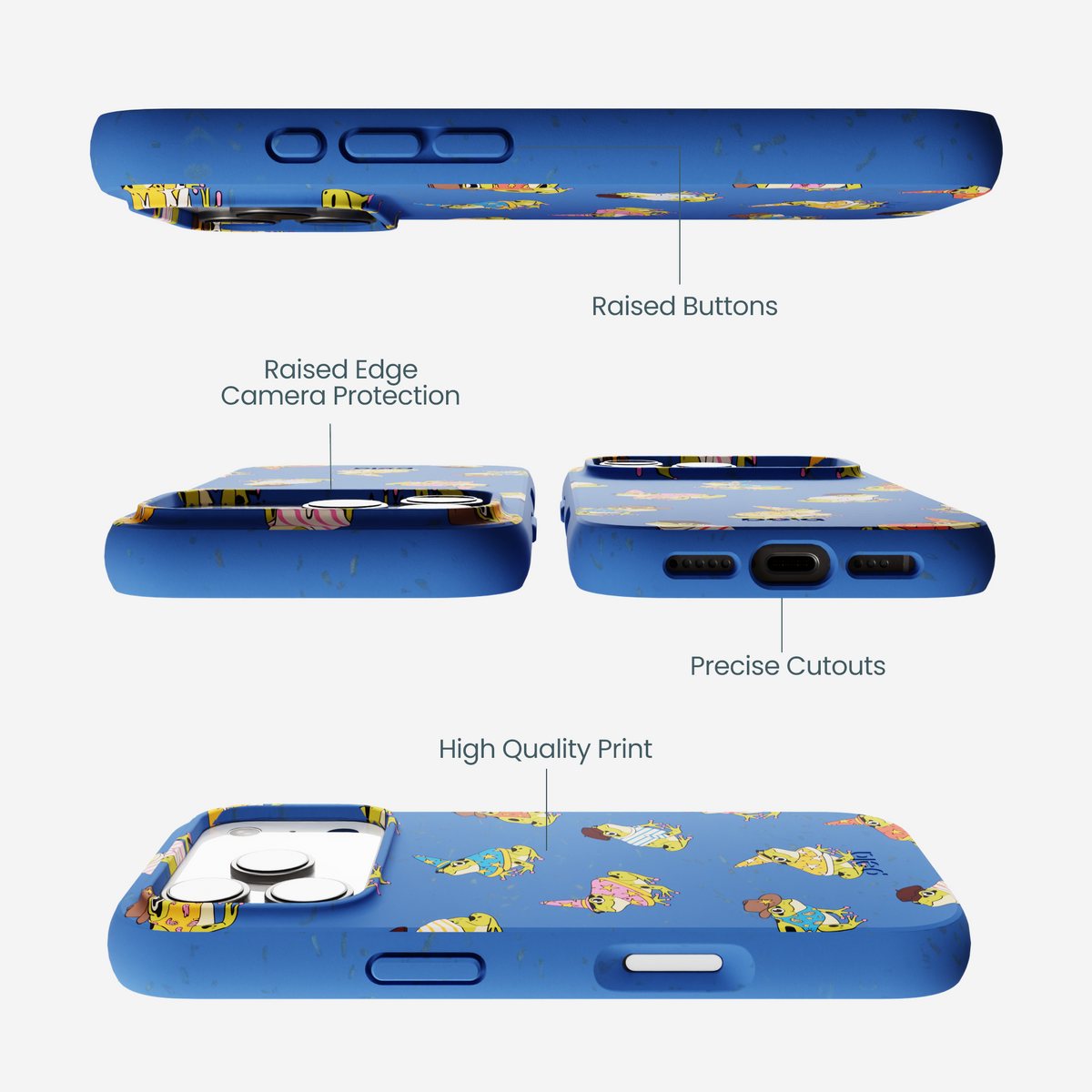Electric Blue Fancy Frogs iPhone 17 Pro Case