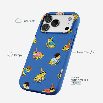 Electric Blue Fancy Frogs iPhone 17 Pro Case
