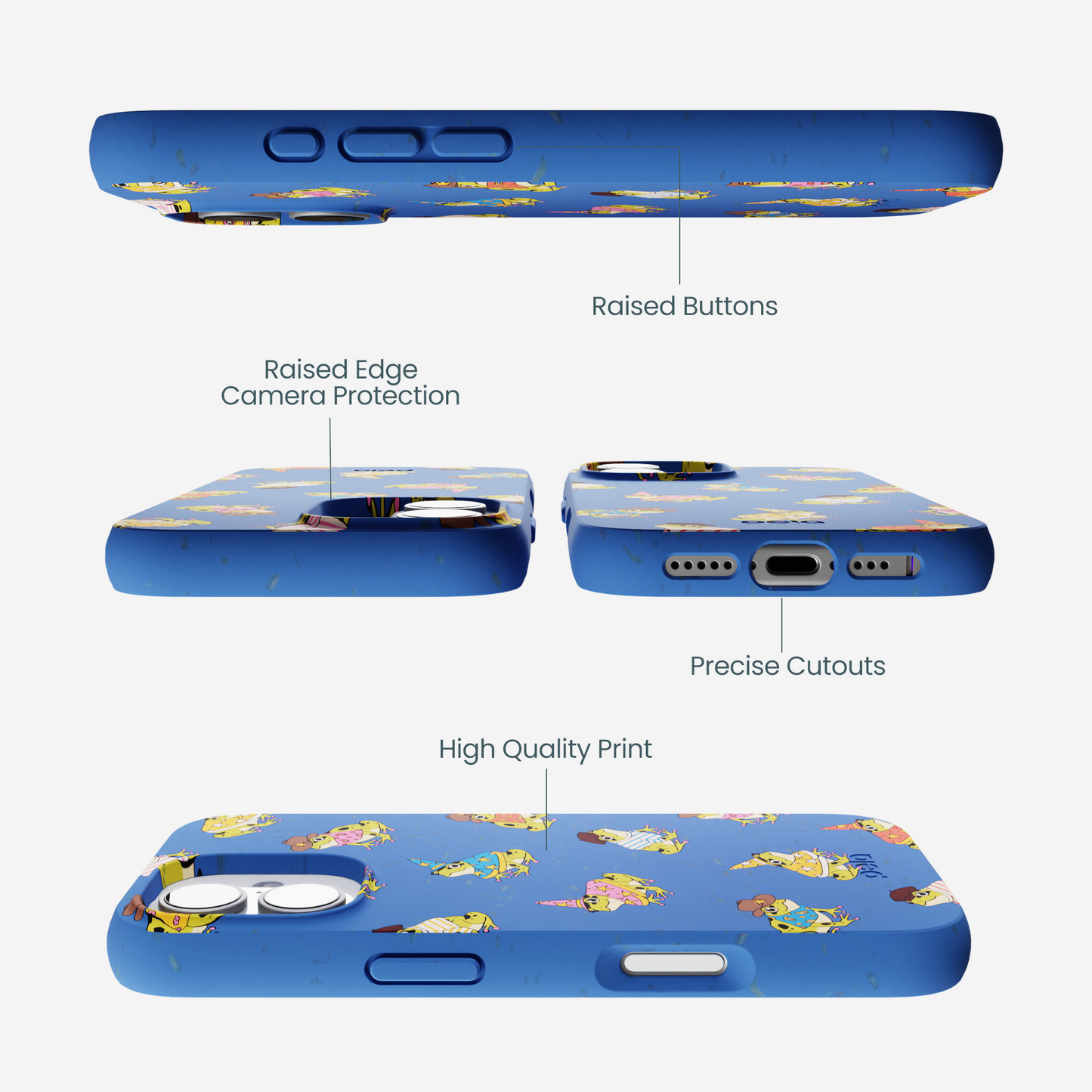 Electric Blue Fancy Frogs iPhone 17 Case