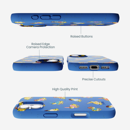 Electric Blue Fancy Frogs iPhone 17 Case