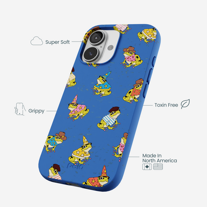 Electric Blue Fancy Frogs iPhone 17 Case