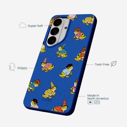 Electric Blue Fancy Frogs Samsung Galaxy S26 Case