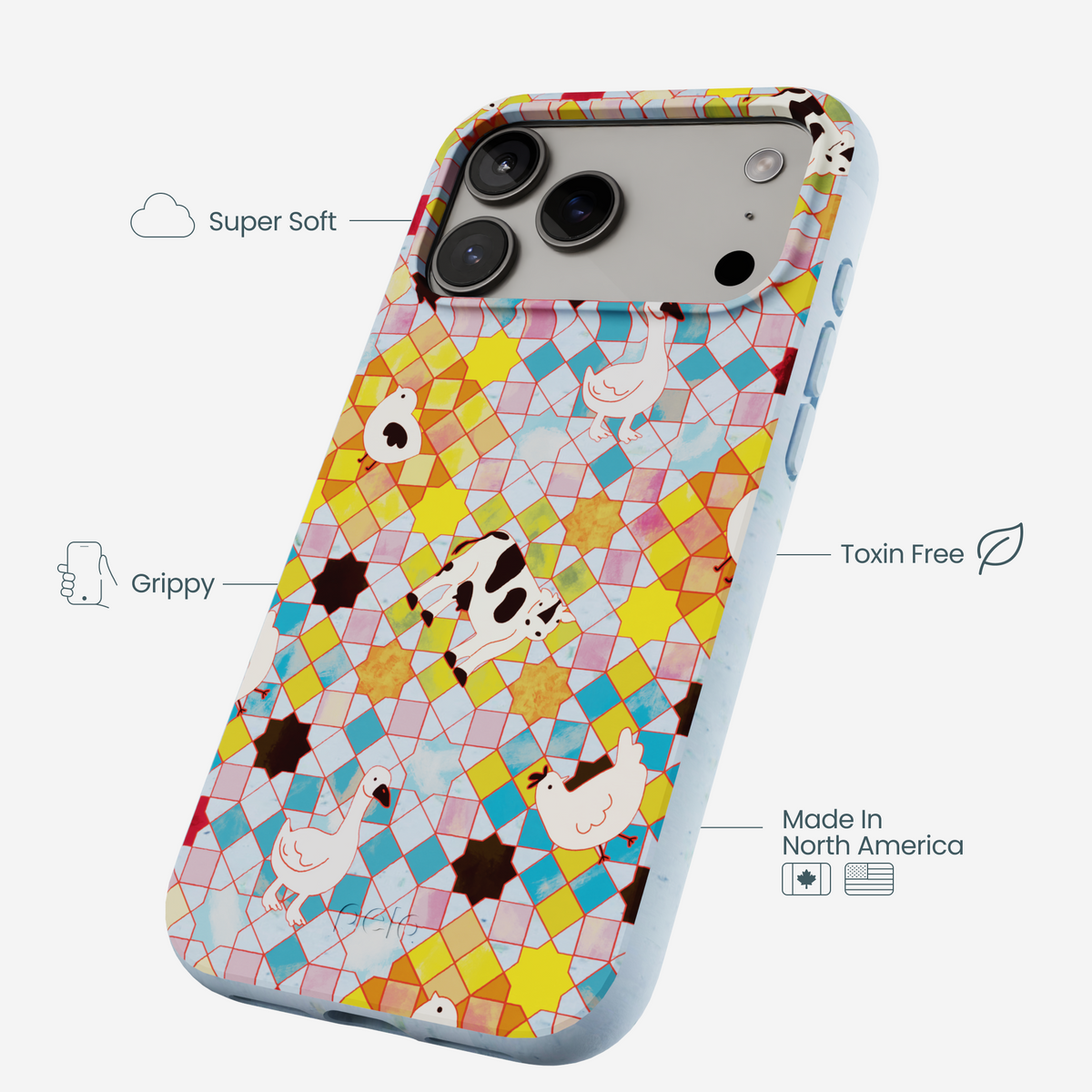 Powder Blue Farmers Mosaic iPhone 17 Pro Max Case