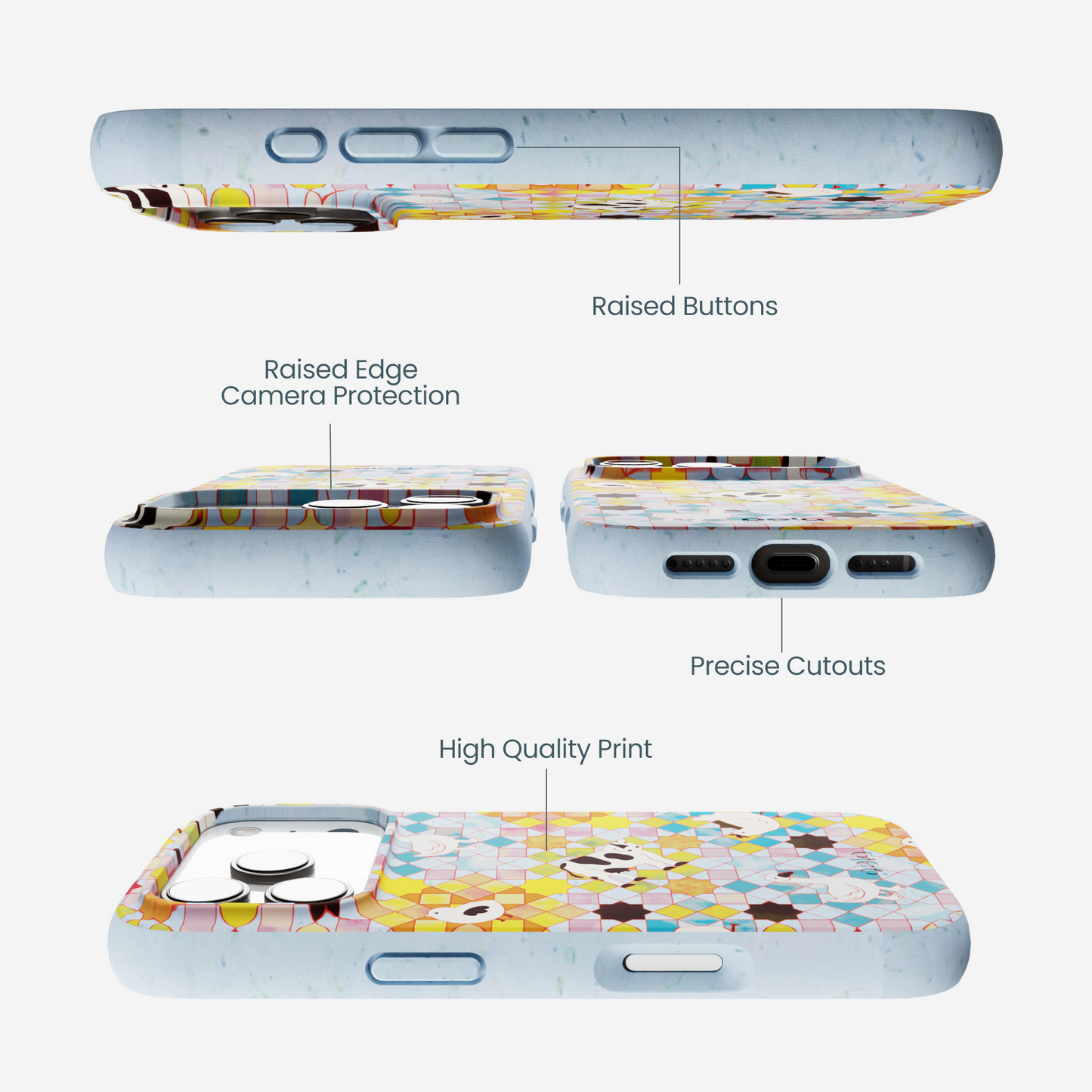Powder Blue Farmers Mosaic iPhone 17 Pro Case