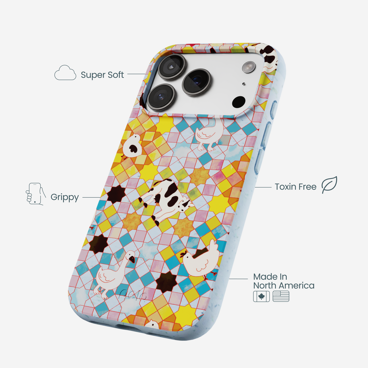 Powder Blue Farmers Mosaic iPhone 17 Pro Case