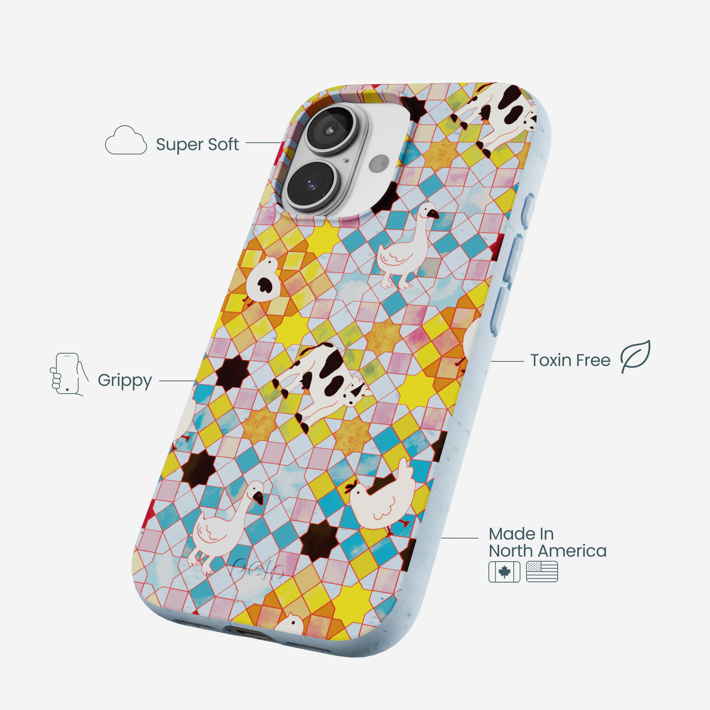 Powder Blue Farmers Mosaic iPhone 17 Case