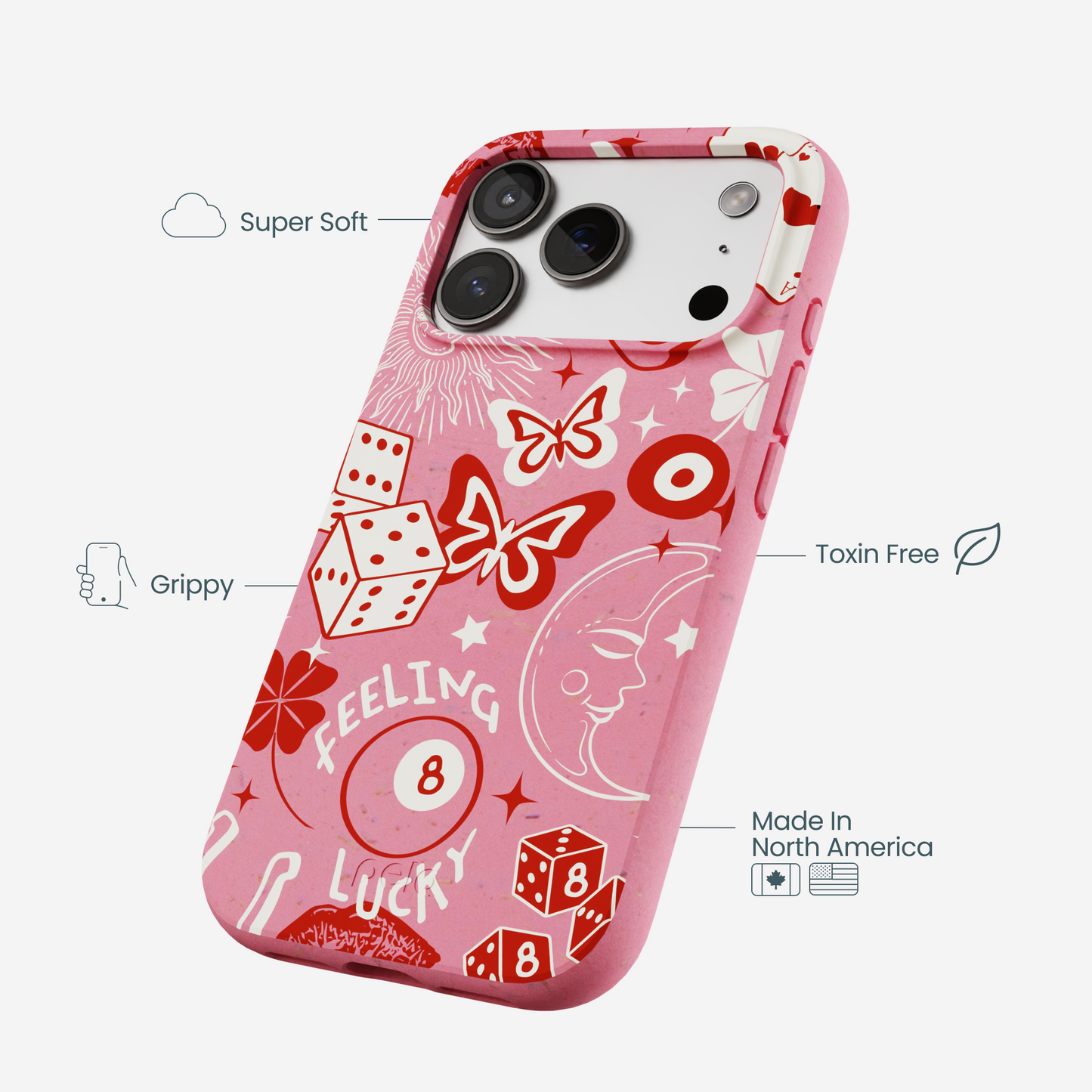 Bubblegum Pink Feeling Lucky iPhone 17 Pro Case