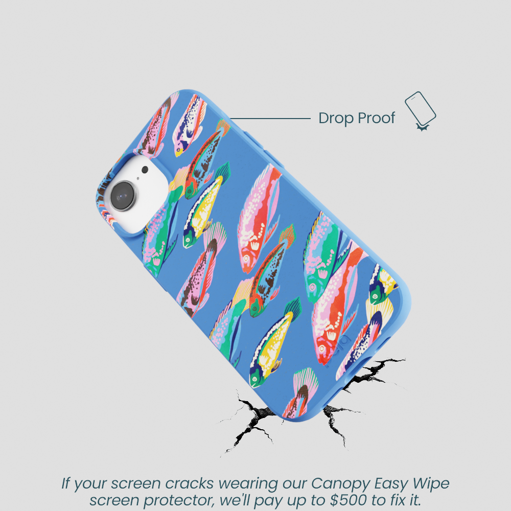 Electric Blue Fish Friends iPhone 16e/17e Case