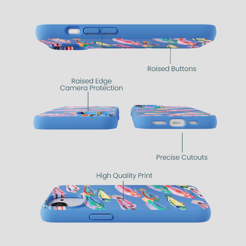 Electric Blue Fish Friends iPhone 16e/17e Case