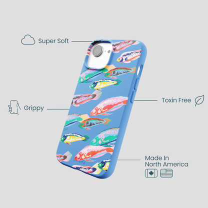 Electric Blue Fish Friends iPhone 16e/17e Case
