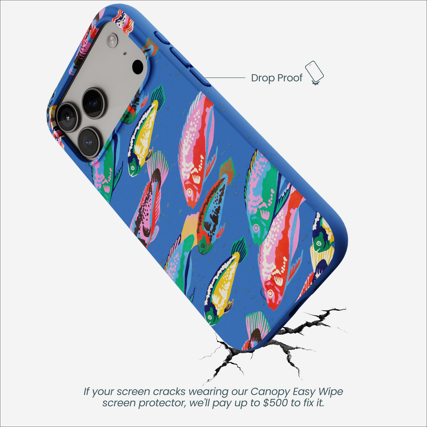 Electric Blue Fish Friends iPhone 17 Pro Max Case
