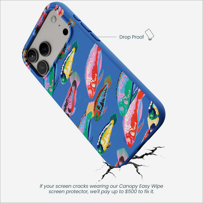 Electric Blue Fish Friends iPhone 17 Pro Max Case