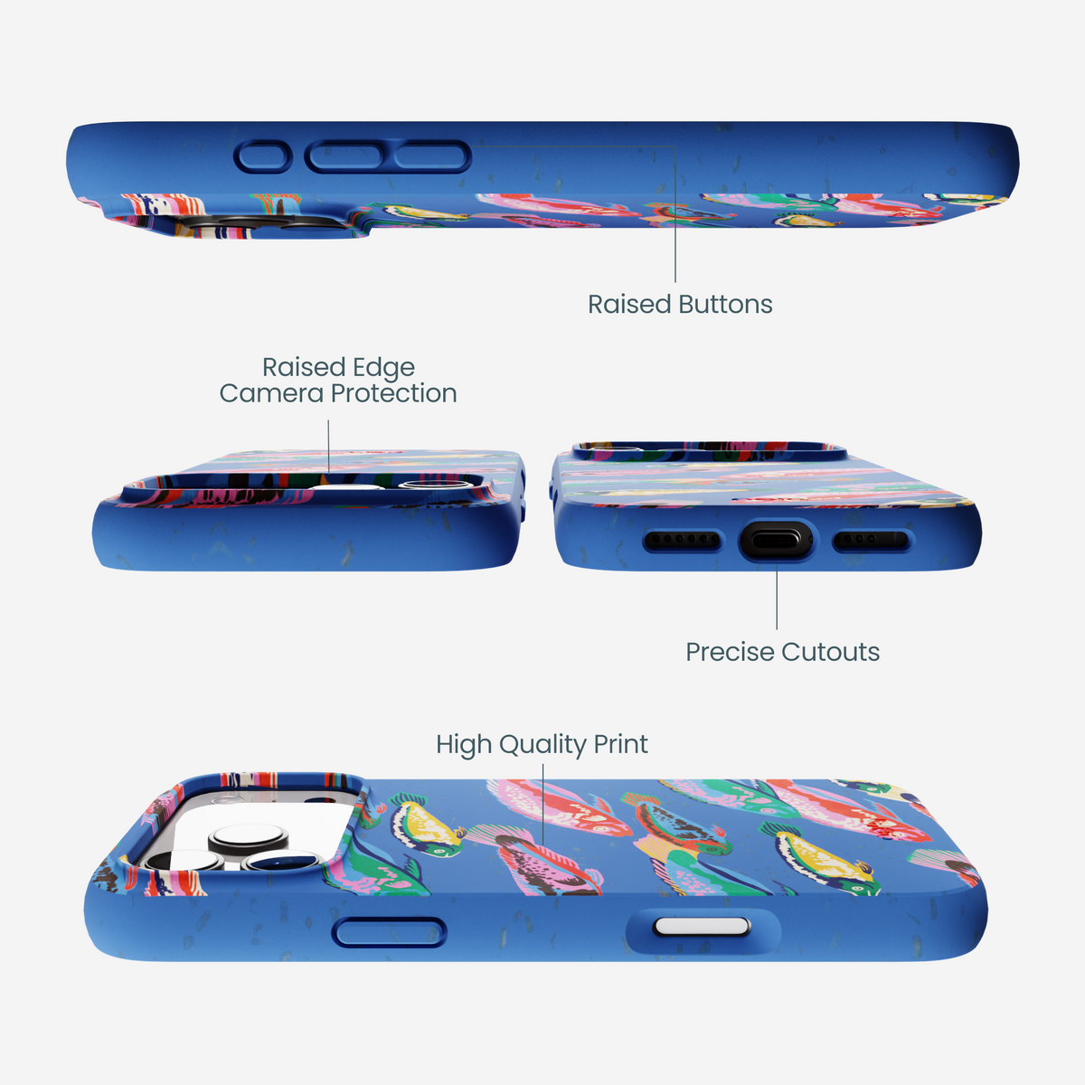 Electric Blue Fish Friends iPhone 17 Pro Max Case