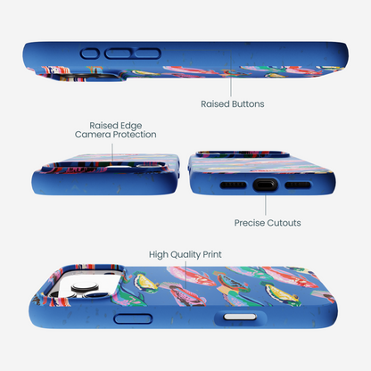 Electric Blue Fish Friends iPhone 17 Pro Max Case